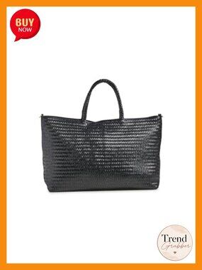 Woven Leather Weekender Tote Bag Satchel Travel Carry-On Handbag